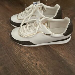 Michael Kors White and Brown Sneakers